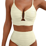 Bikini Femme Taille Haute à Détail Découpé