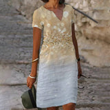 Robe Femme Imprimée Fleurie – Robe Décontractée Col V
