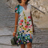 Robe Femme Courte Fleurie Col V Décontractée