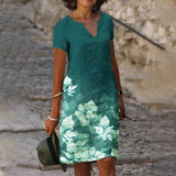 Robe Femme Imprimée Fleurie – Robe Décontractée Col V