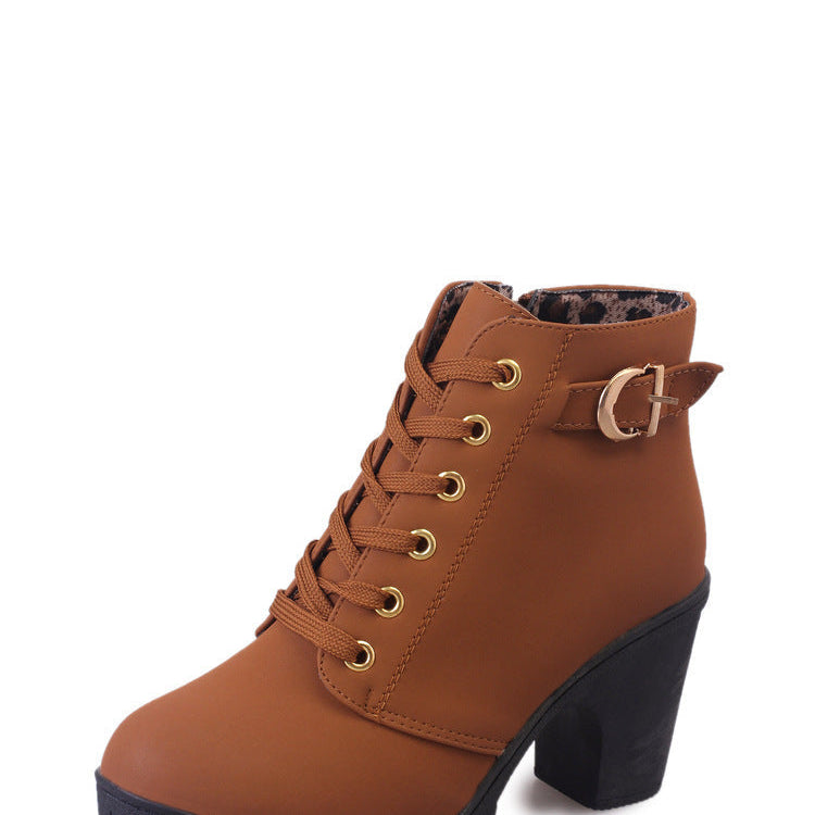 Bottines Lacées Talon Haut Style Rock Chic