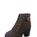 Bottines Lacées Talon Haut Style Rock Chic