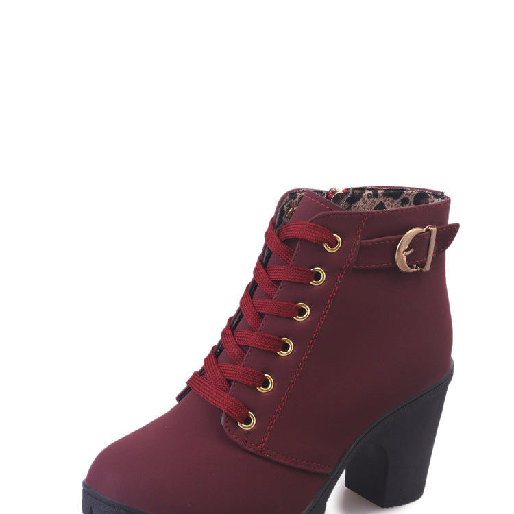 Bottines Lacées Talon Haut Style Rock Chic