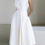 Robe Longue Sans Manches à Col Revers