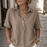 Blouse en Lin à Col Polo