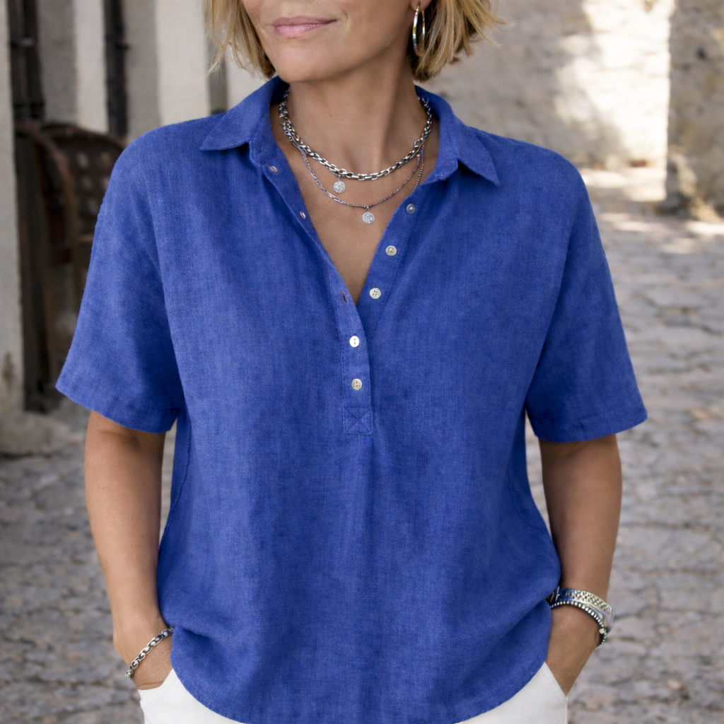 Blouse en Lin à Col Polo