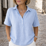 Blouse en Lin à Col Polo