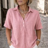 Blouse en Lin à Col Polo