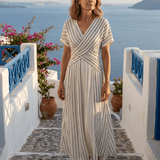 Robe Longue Femme Rayée Cache-Cœur