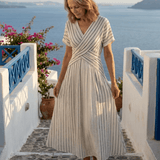 Robe Longue Femme Rayée Cache-Cœur