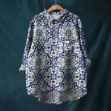 Blouse Fleurie à Col Rond