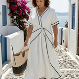 Robe Longue Femme Cache-Cœur à Ceinture