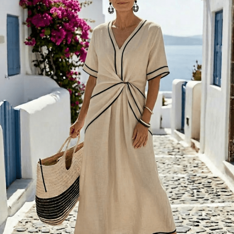 Robe Longue Femme Cache-Cœur à Ceinture