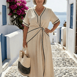 Robe Longue Femme Cache-Cœur à Ceinture