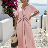 Robe Longue Femme Cache-Cœur à Ceinture