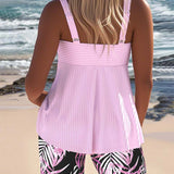Tankini Femme Deux Pièces à Débardeur Uni
