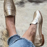 Mocassins Femme Métallisés à Bout Pointu