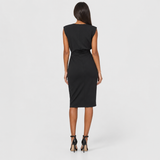 Robe midi femme sans manches drapée à découpe