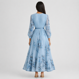 Robe midi plissée à col V sans manches