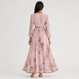 Robe midi plissée à col V sans manches