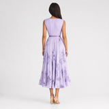 Robe midi plissée à col V sans manches