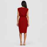 Robe midi femme sans manches drapée à découpe