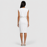 Robe midi femme sans manches drapée à découpe