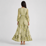 Robe midi plissée à col V sans manches
