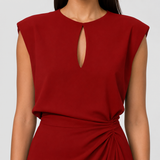 Robe midi femme sans manches drapée à découpe