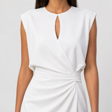 Robe midi femme sans manches drapée à découpe