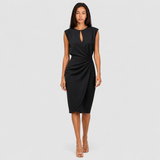Robe midi femme sans manches drapée à découpe