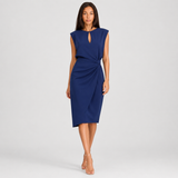 Robe midi femme sans manches drapée à découpe