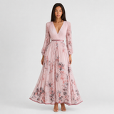 Robe midi plissée à col V sans manches