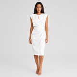 Robe midi femme sans manches drapée à découpe