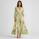 Robe midi plissée à col V sans manches