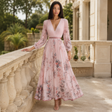 Robe midi plissée à col V sans manches