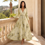 Robe midi plissée à col V sans manches