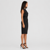 Robe midi femme sans manches drapée à découpe