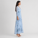 Robe midi plissée à col V sans manches