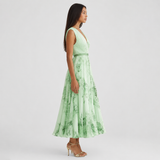 Robe midi plissée à col V sans manches