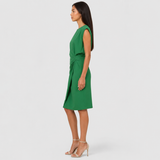 Robe midi femme sans manches drapée à découpe