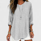 Blouse Texturée à Col Rond et Manches Bouffantes