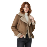 Kort Aviator Jakke Med Faux Fur Moderne Komfort Stil