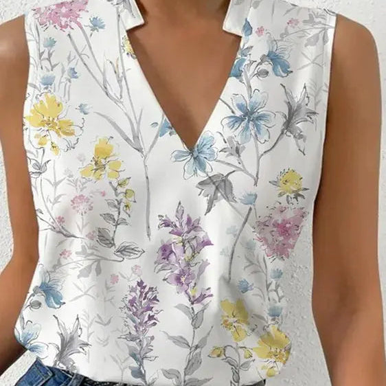 Blouse Sans Manches à Col Croisé