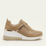 Baskets plateforme à lacets pour femme, semelle rembourrée