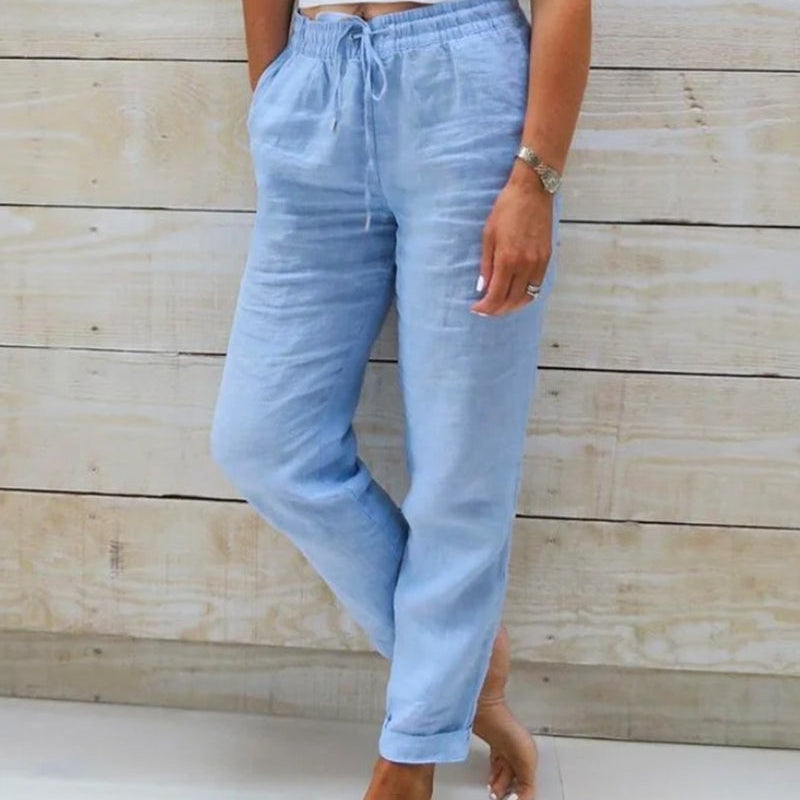 Pantalon en Lin Taille Élastique
