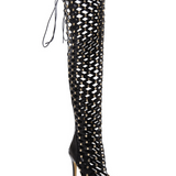 Bottines femme à lacets en résille ajourée