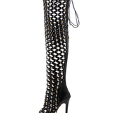 Bottines femme à lacets en résille ajourée