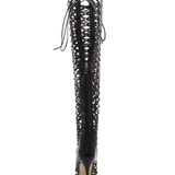Bottines femme à lacets en résille ajourée
