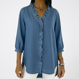 Blouse Femme à Col V avec Volants